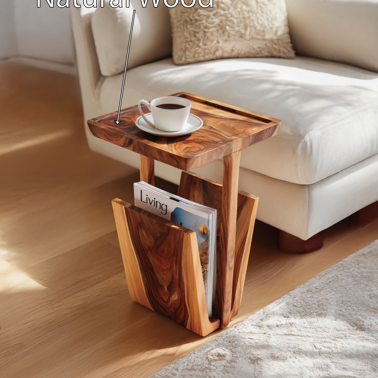 Mid Century Solid Wood Side Table For Furniture Decor And Home