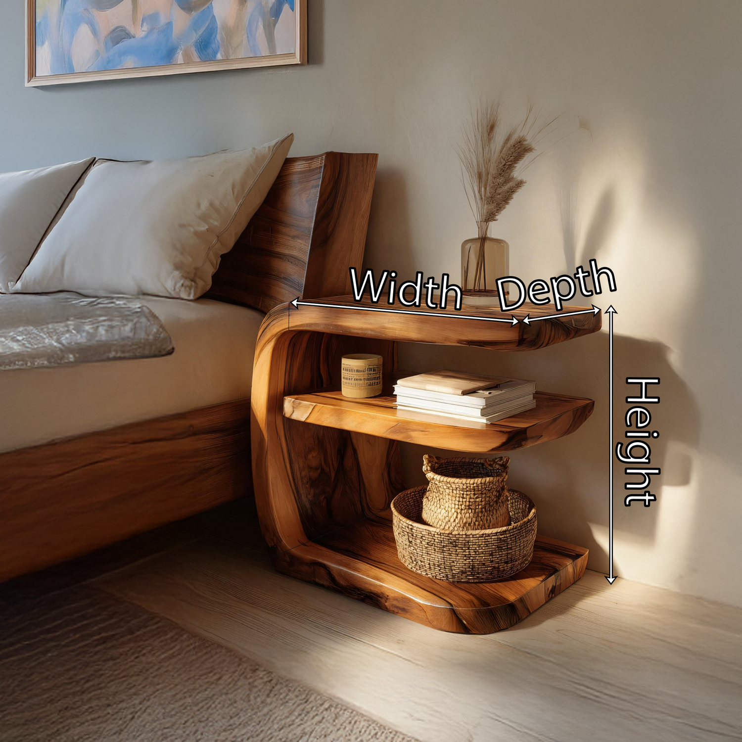 Modern Handcrafted Solid Wood Side Table For Furniture Decor