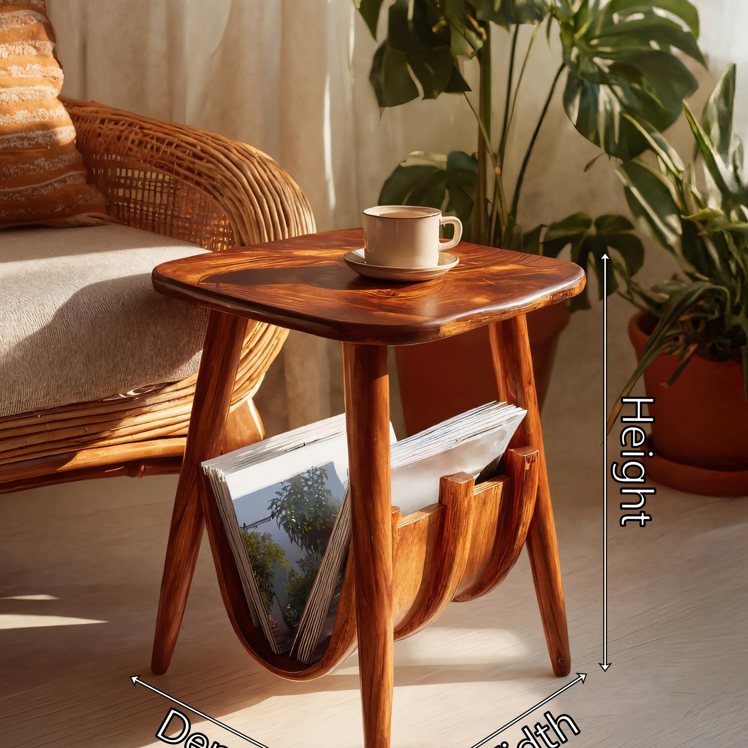Farmhouse Solid Wood Side Table For Bedroom Decor And Home Style