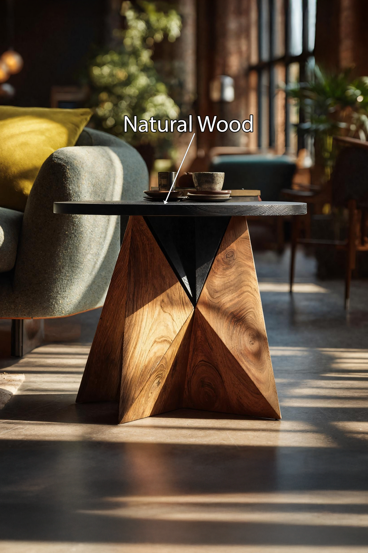 Mid Century Solid Wood End Table For Sofa Living Room