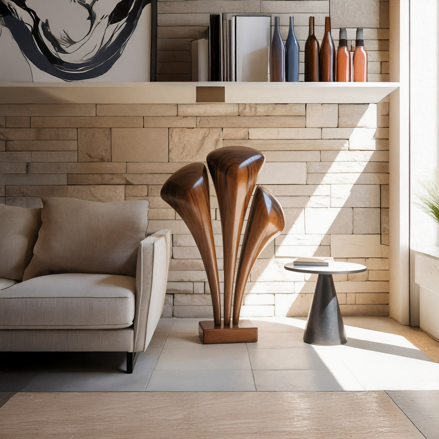 Handcrafted Large Wooden Sculpture For Garden Landscape