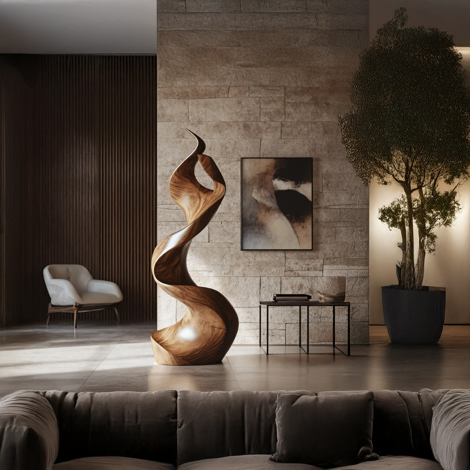 Rustic Large Wooden Sculpture For Furniture Art Feature