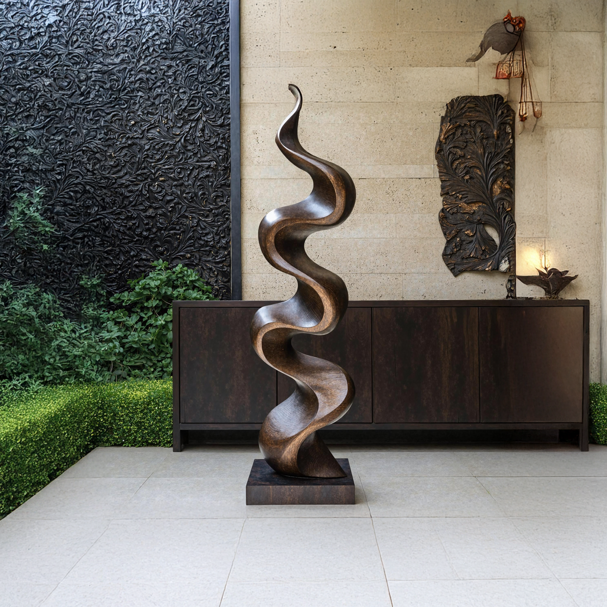 Rustic Large Wooden Sculpture For Garden Statement Piece