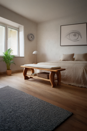 Artisan Curved Wood Bench For Modern Bedroom Design