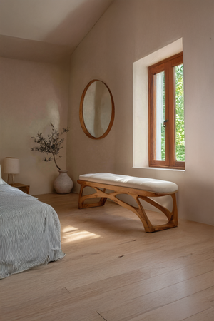 Minimalist Wooden Bench For Bedroom Interior Accent