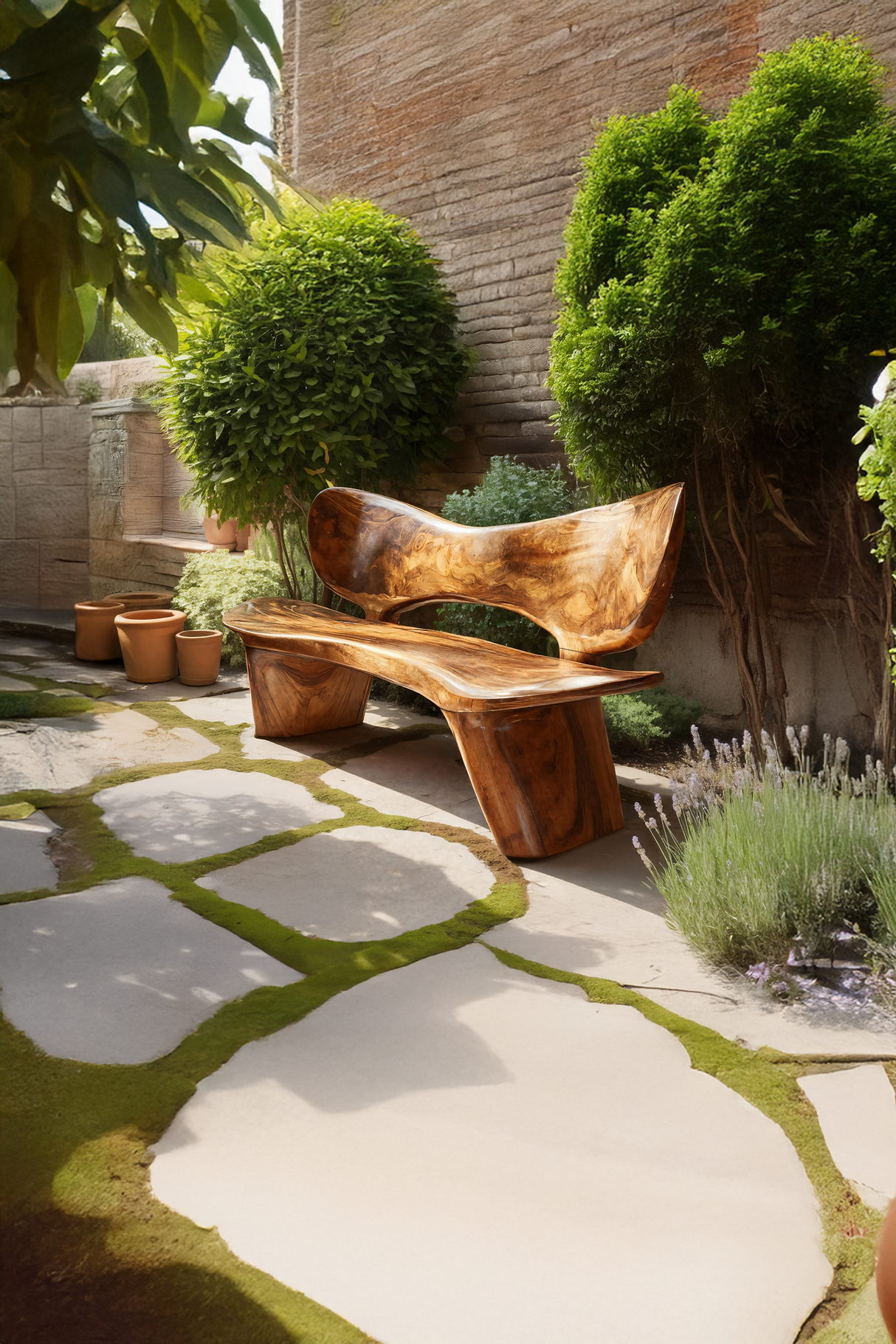 Handcrafted Outdoor Wooden Bench For Serene Garden Corners