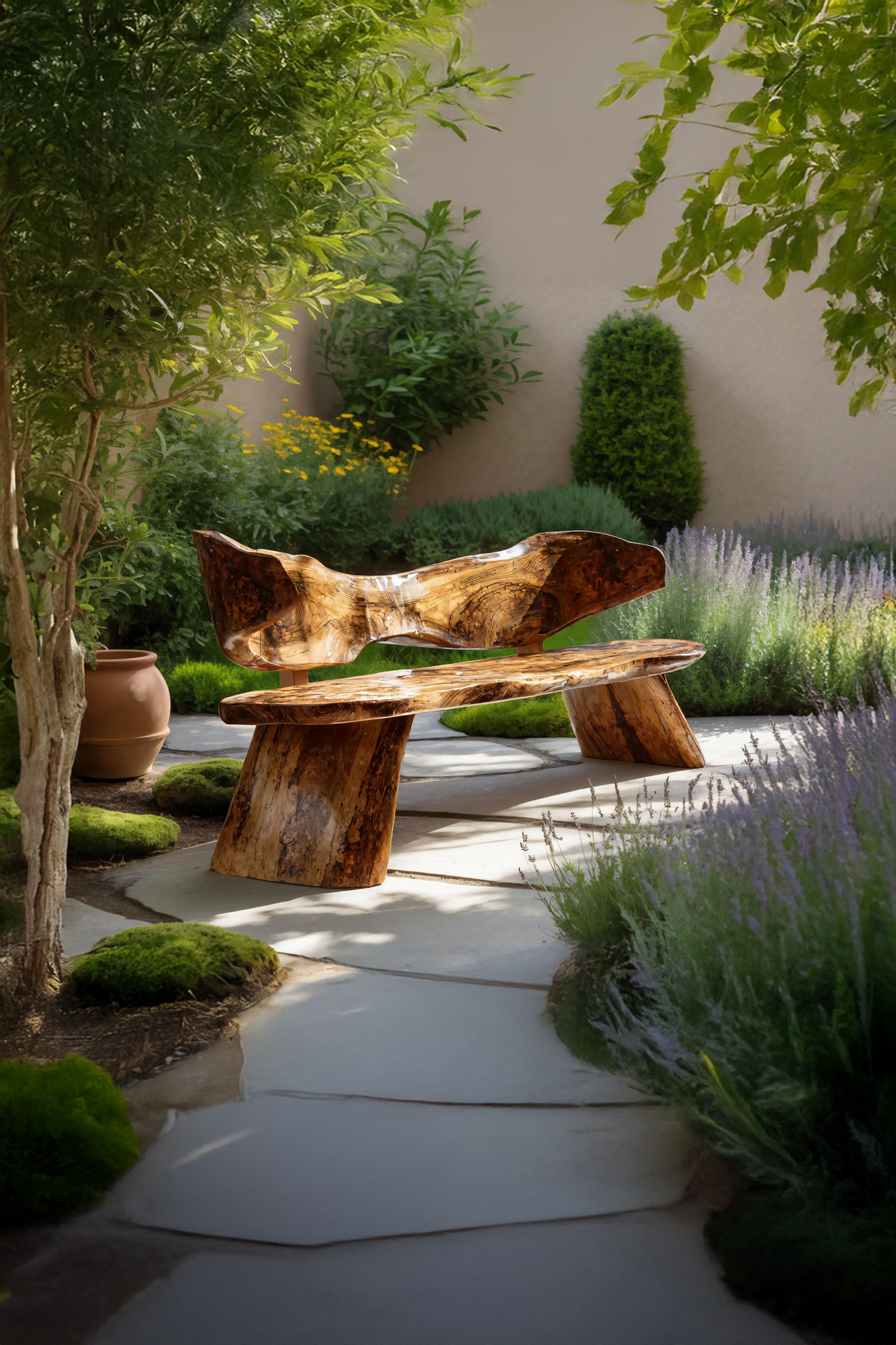 Farmhouse Ergonomic Wood Bench For Backyard Retreat