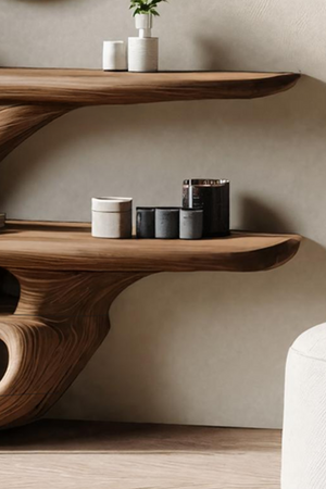 Handcrafted Live Edge Cosmetic Table for Bathroom Use