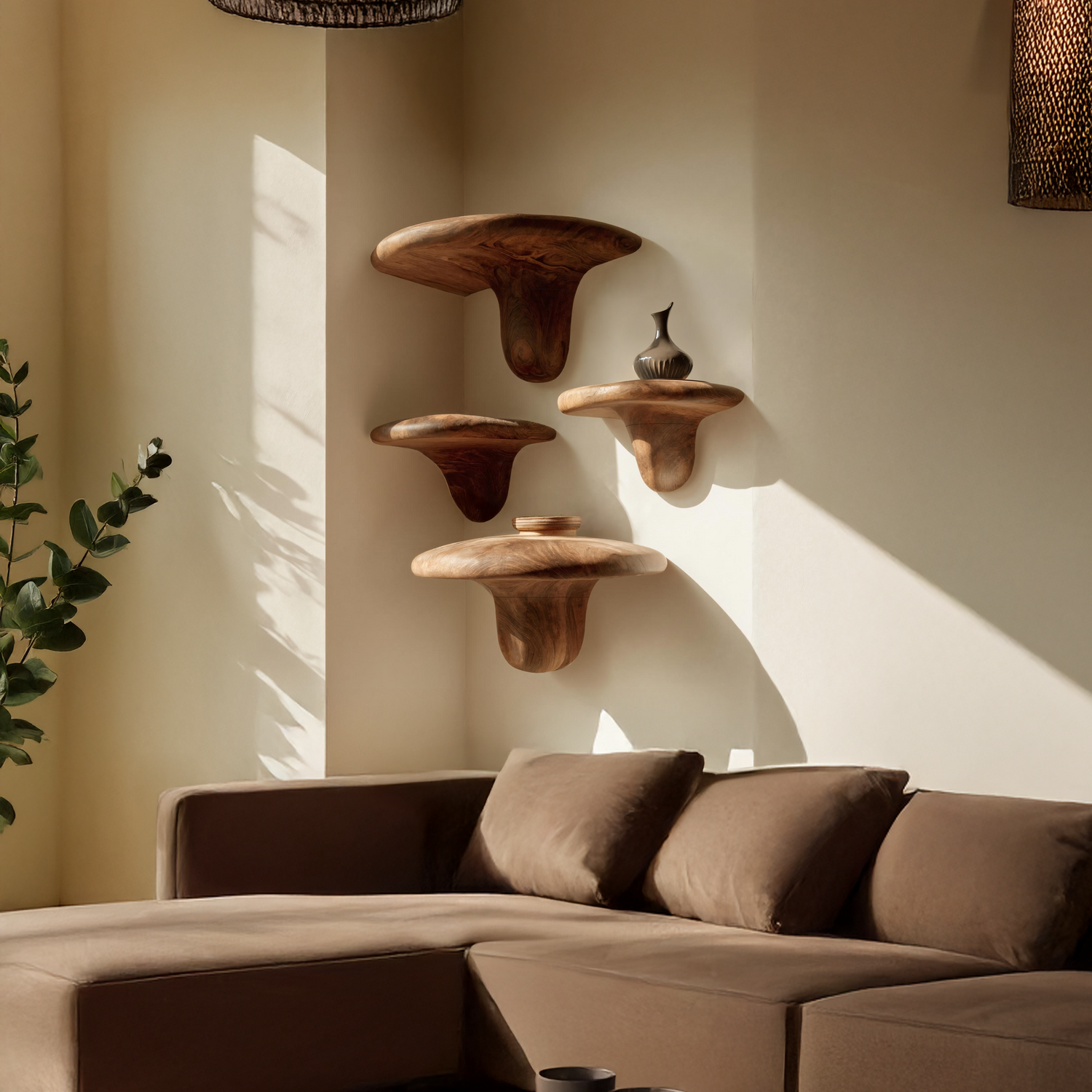 Farmhouse Handcrafted Solid Wood Mushroom Shelf For Home Decor