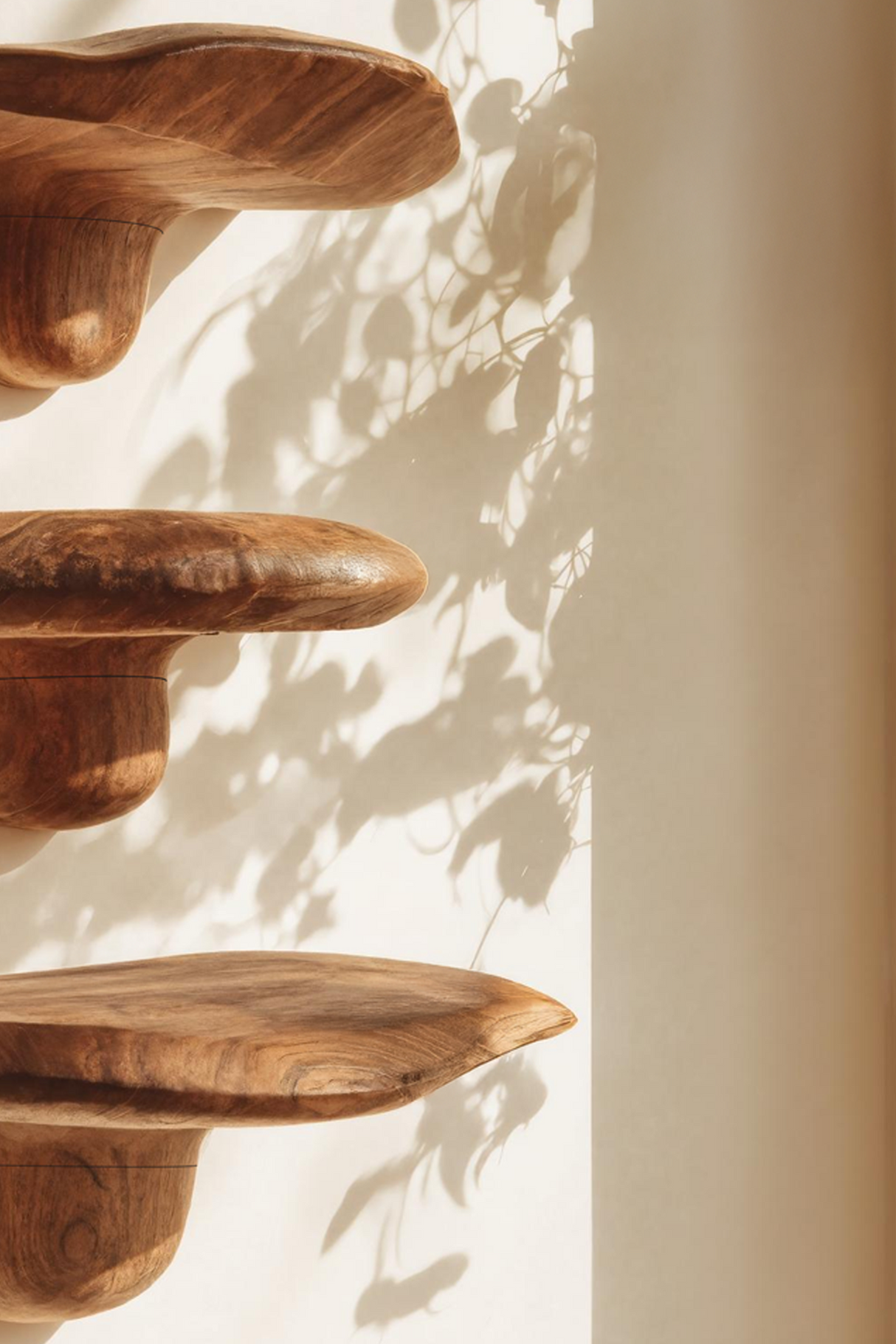 Modern Handcrafted Live Edge Mushroom Shelf For Living Room Decor