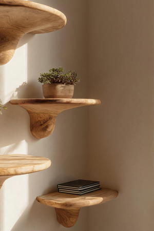 Modern Solid Wood Mushroom Shelf For Contemporary Bedroom Decor