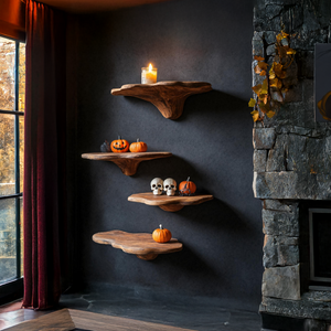Farmhouse Wooden Mushroom Shelf Halloween Living Room Accent