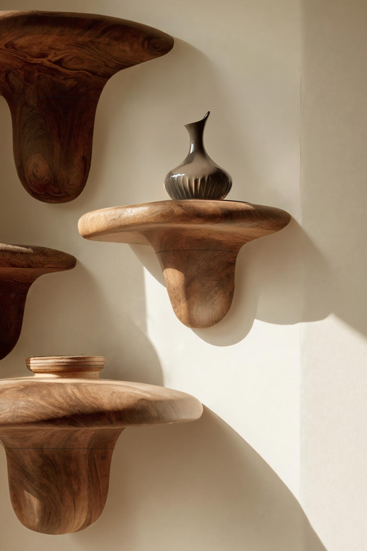 Farmhouse Handcrafted Solid Wood Mushroom Shelf For Home Decor