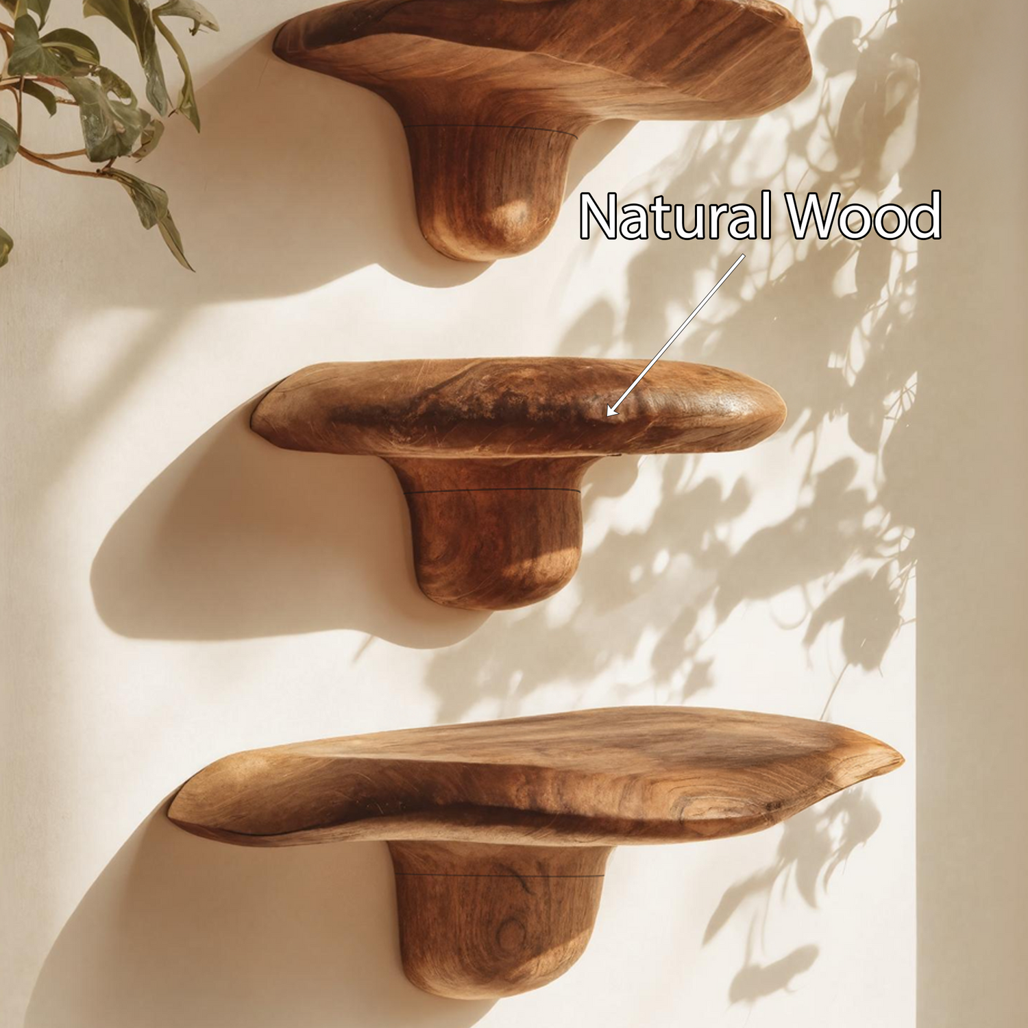 Modern Handcrafted Live Edge Mushroom Shelf For Living Room Decor