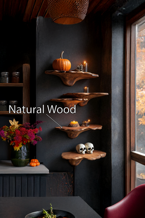 Farmhouse Live Edge Mushroom Shelf For Halloween Bedroom Decor