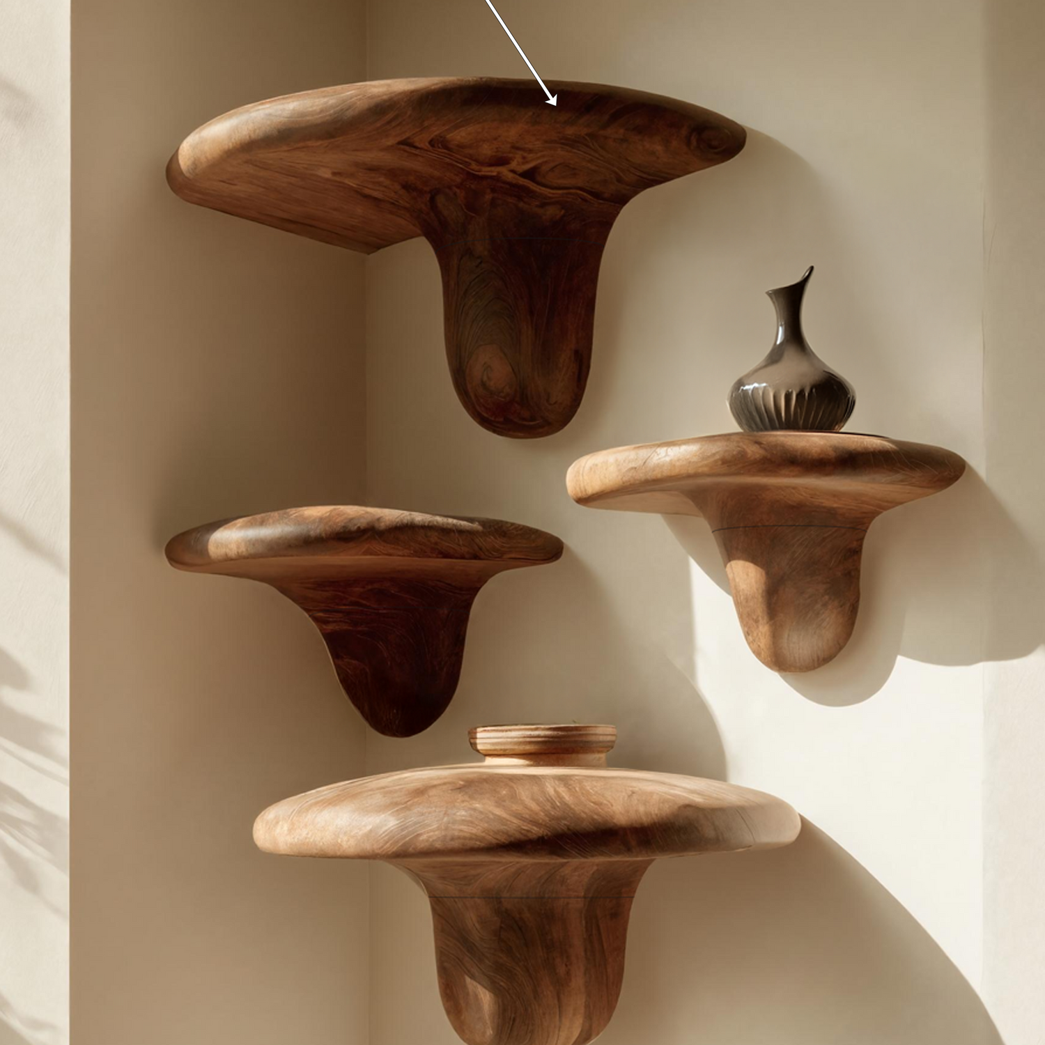 Farmhouse Handcrafted Solid Wood Mushroom Shelf For Home Decor