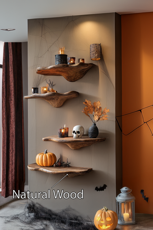 Farmhouse Solid Wood Mushroom Shelf For Halloween Entryway Style