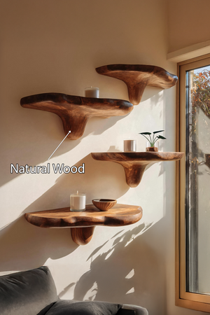 Modern Wooden Mushroom Shelf For Minimalist Living Room Decor
