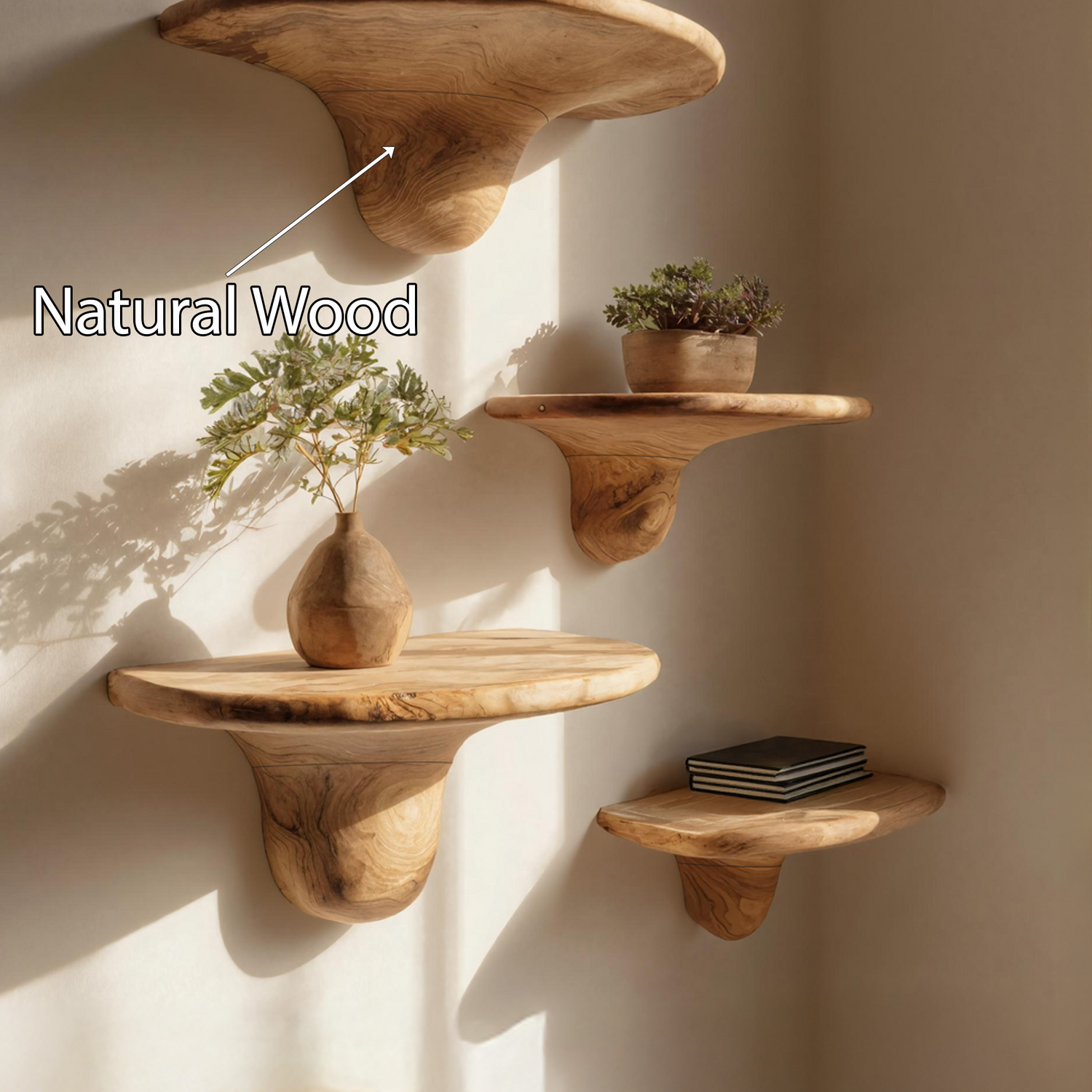 Modern Solid Wood Mushroom Shelf For Contemporary Bedroom Decor