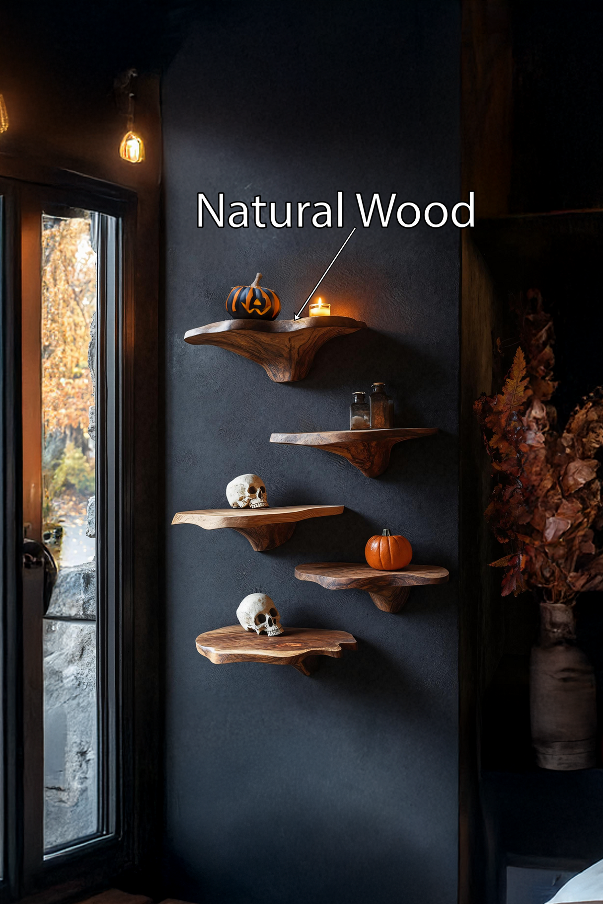 Handcrafted Wooden Mushroom Shelf Halloween Furniture Design