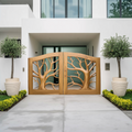 Rustic Tree Carved Entrance Gate For Garden Driveway