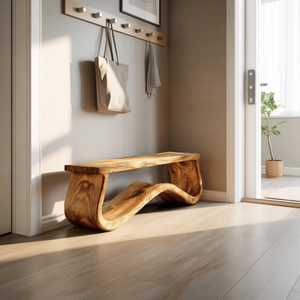Modern Seating Bench Organic Curved Design For Entryway