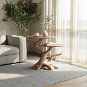 Farmhouse Solid Wood End Table For Living Room Decor And Storage