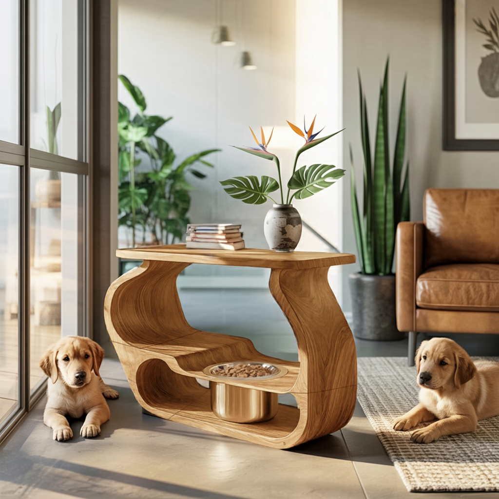 Wooden Dog Bowl Stand Farmhouse Style For Dogs