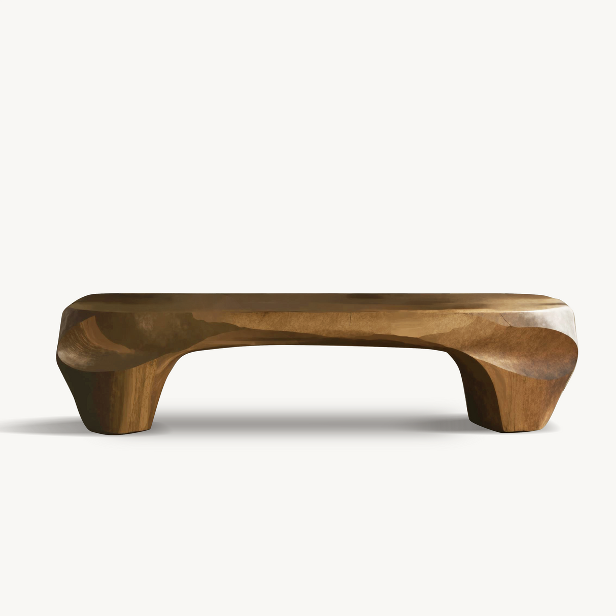 Modern Sculptural Bench And Wall Mirror For Entryway