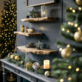 Mid Century Wooden Floating Shelf For Living Room Christmas Decor