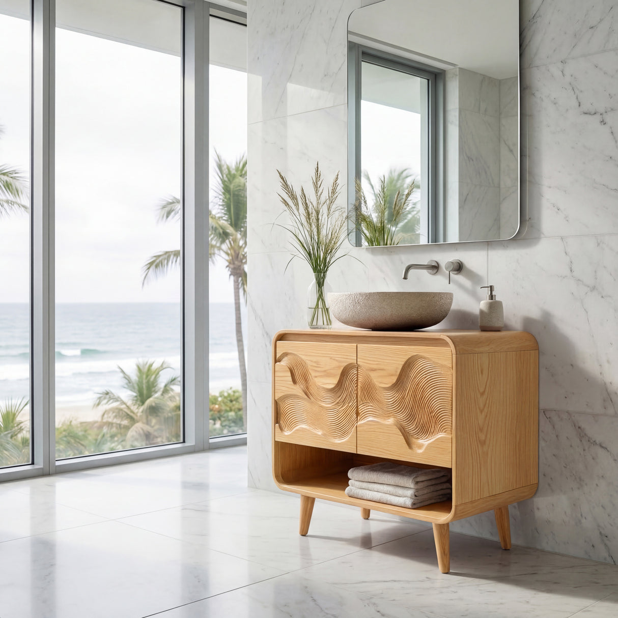 Coastal Wooden Bathroom Vanity For Bathroom