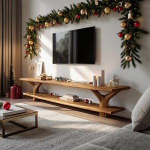 Farmhouse Live Edge Entryway TV Console For Christmas Living Room
