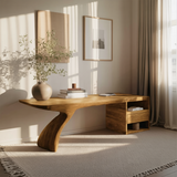 Modern Desk With Sculptural Single-Leg For Home Office