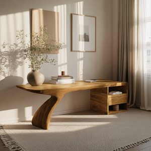 Modern Desk With Sculptural Single-Leg For Home Office