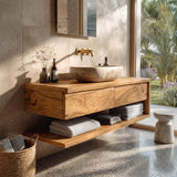 Contemporary Wall Mounted Wood Bathroom Vanity For Bathroom