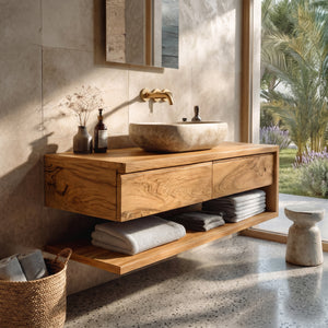 Contemporary Wall Mounted Wood Bathroom Vanity For Bathroom