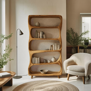 Handcrafted Bookshelf With Open Shelving Unit For Living Room