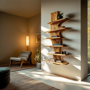 Modern Wooden Floating Bookshelf For Living Room Decor