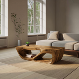 Modern Coffee Table With Curved Storage For Living Room