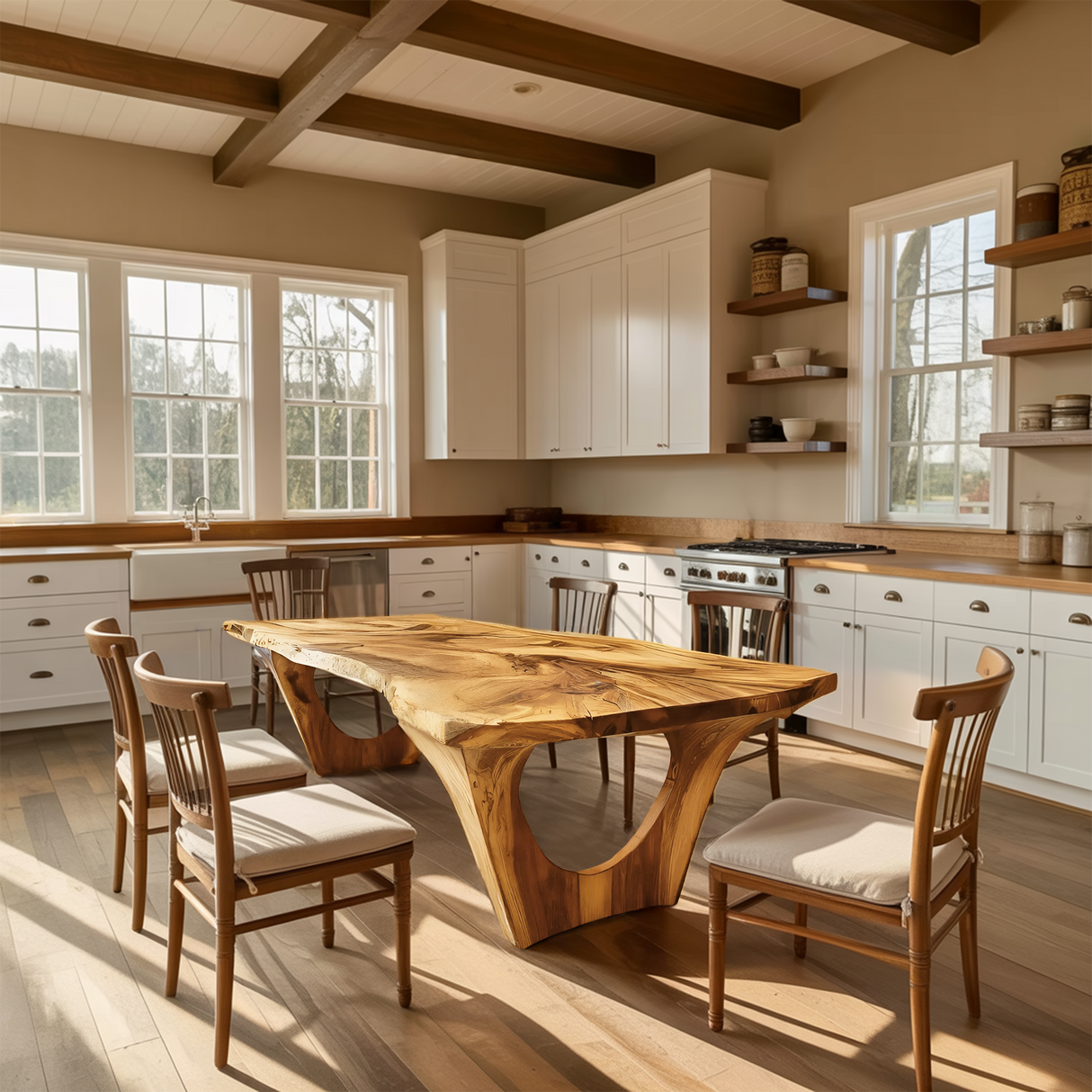 Handcrafted Dining Table With Natural Grain For Dining