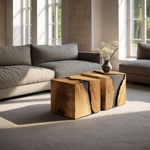 Modern Solid Wood Cube Coffee Table For Furniture Decor