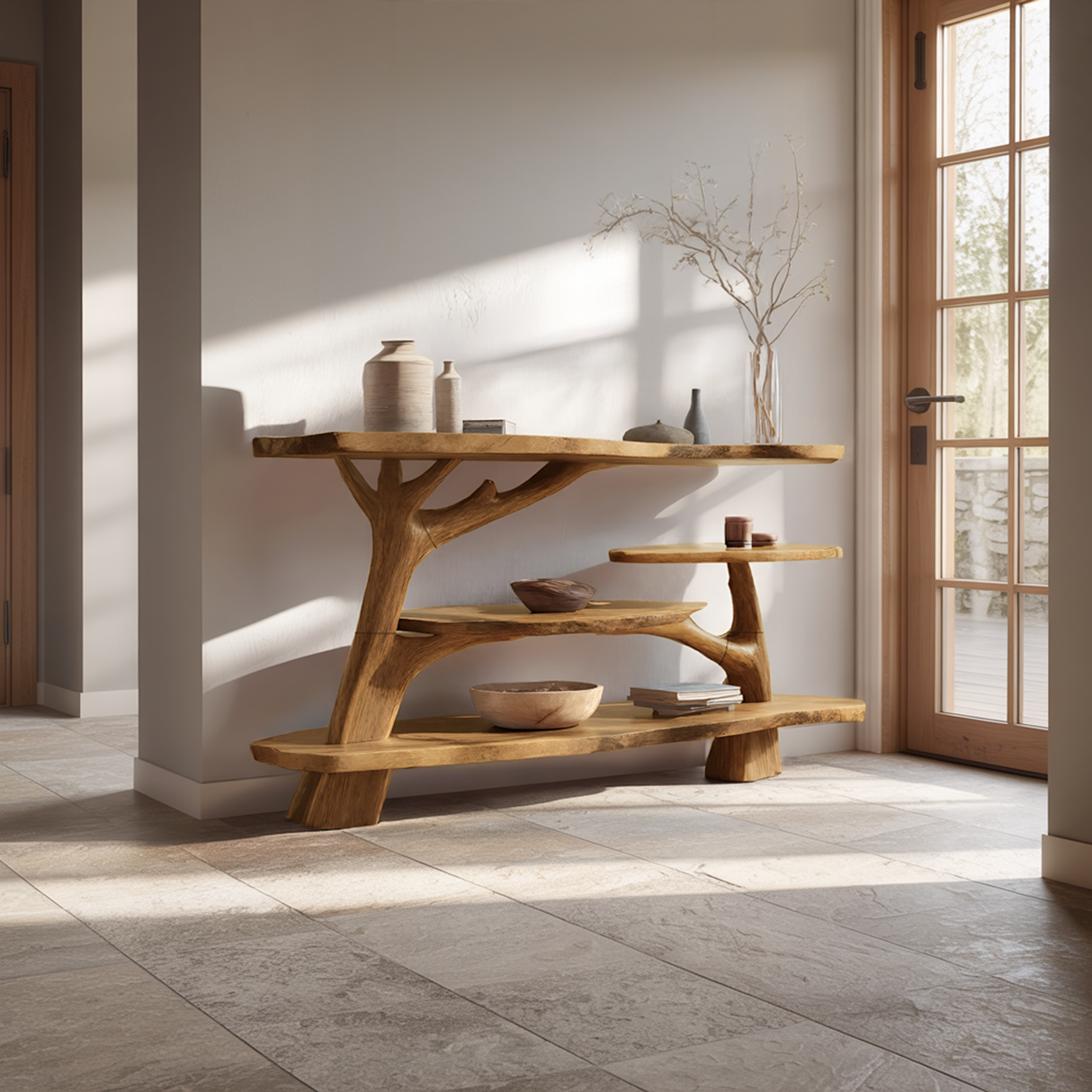 Farmhouse Solid Wood Console Table For Entryway Furniture Decor