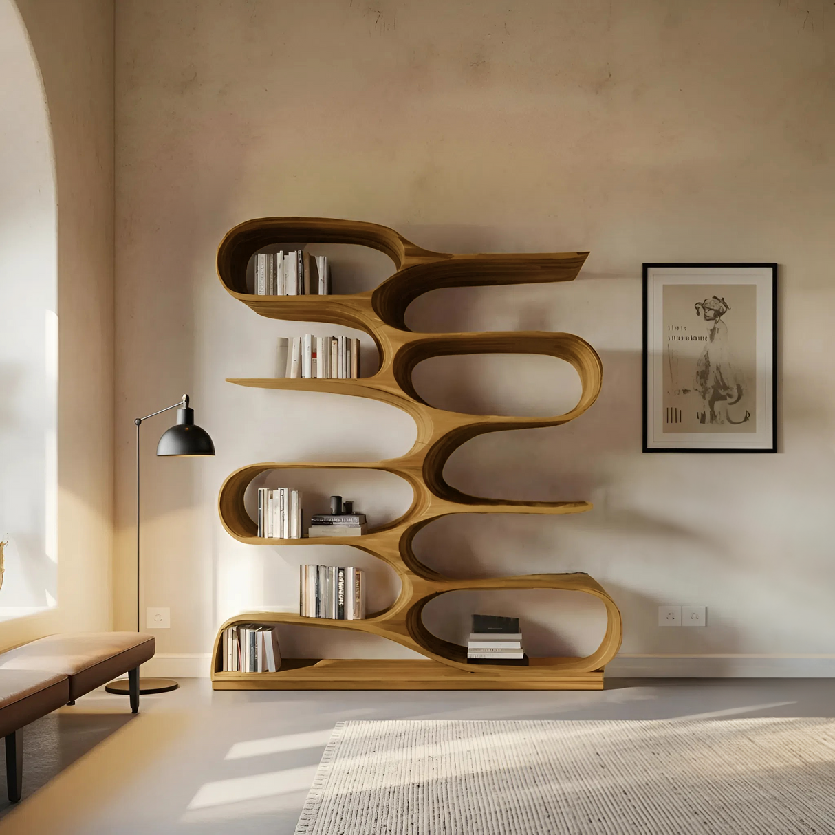 Organic Living Room Bookshelf For Home Decor