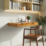 Modern Minimal Floating Desk With Drawers For Home Office