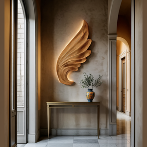 Contemporary Carved Wood Angel Wing Wall Art For Home Decor