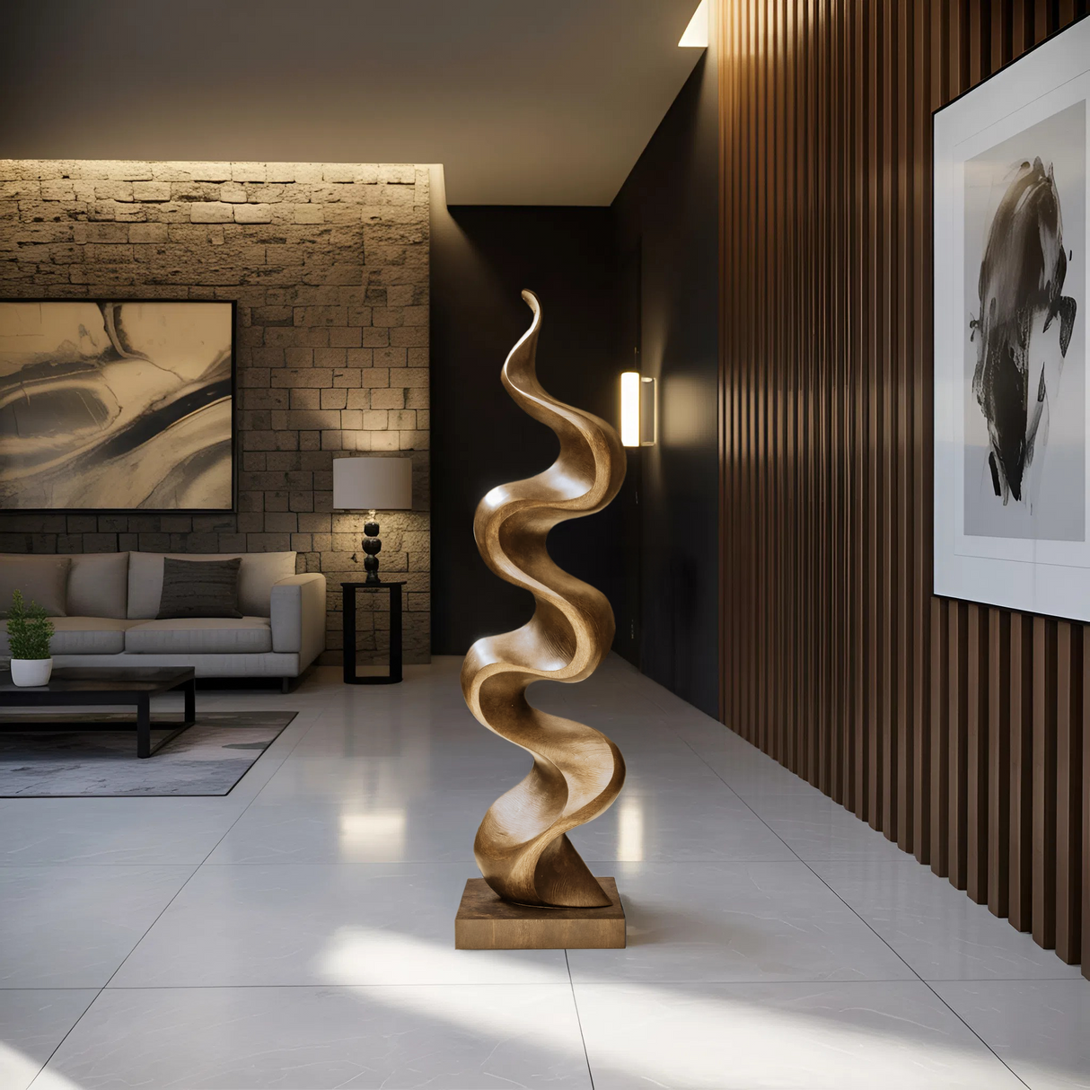 Rustic Large Wooden Sculpture For Garden