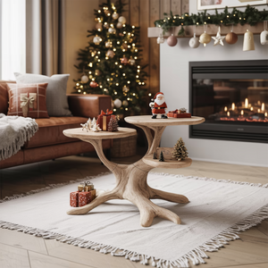 Handcrafted Round End Table For Living Room Holiday Furniture Decor