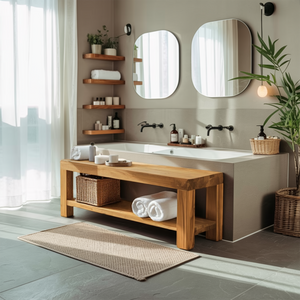 Minimalist Shower Bench With Storage Shelf For Bathroom