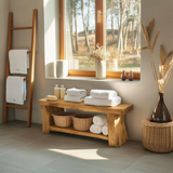 Modern Spa Shower Bench With Storage Shelf For Bathroom
