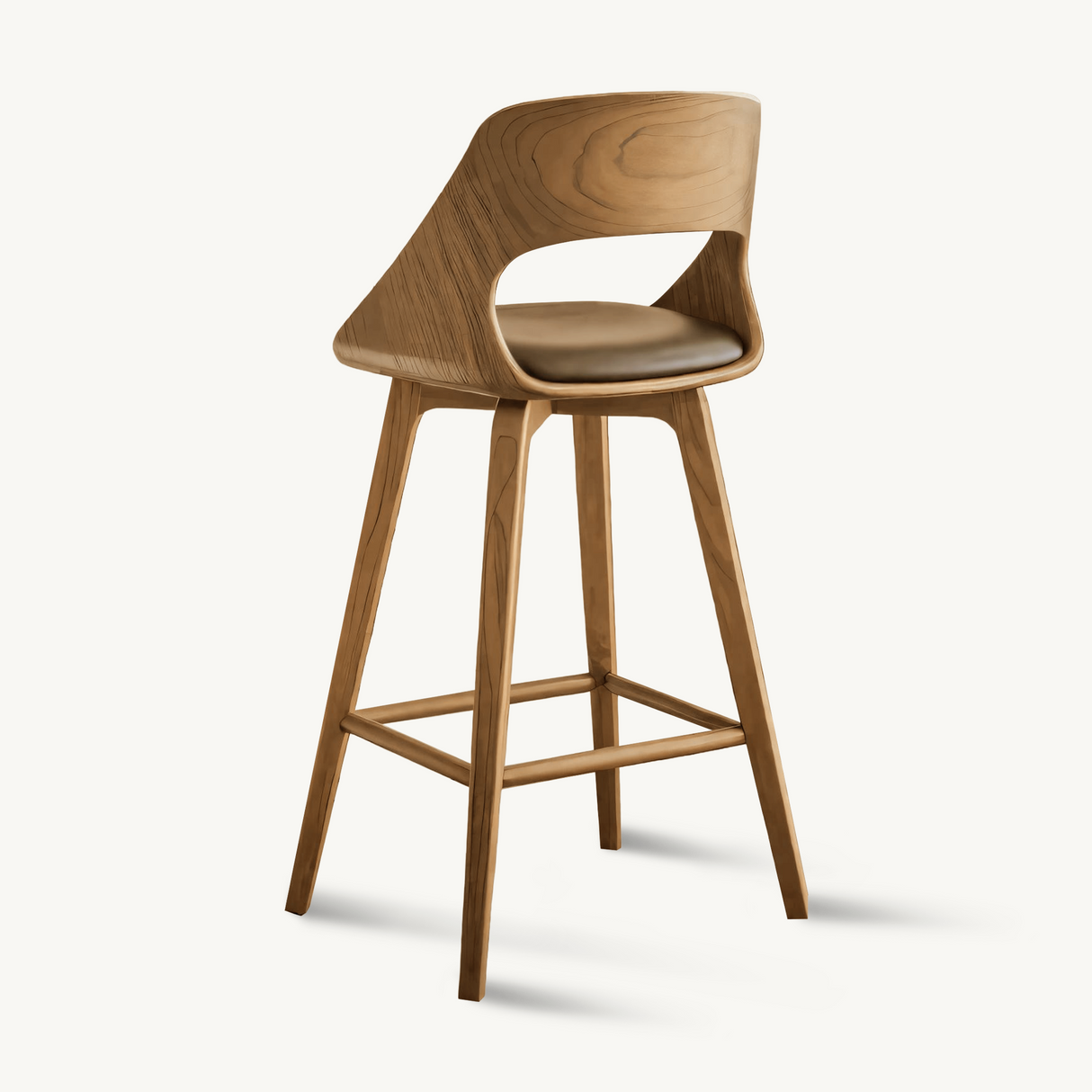 Mid Century Modern Bar Stool with Backrest For Kitchen Home Bar